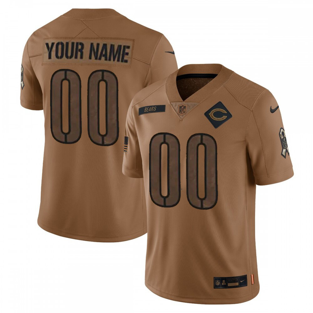 Chicago Bears Nike 2023 Salute to Service Brown Limited Custom Jersey-GridironStore